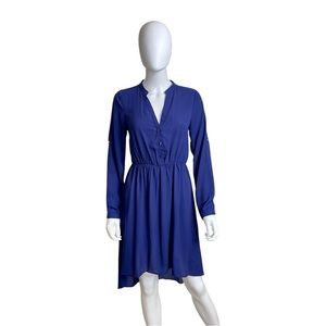 SIS SIS - Women's Blue V-Neck Long Sleeve High-Low Dress - Size: S